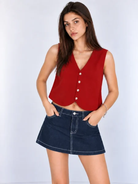 MINI FALDA DENIM INDIGO SEMI CADERA