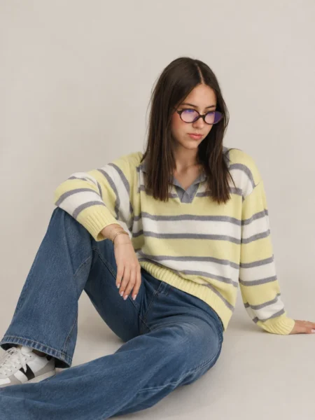 SWEATER CAMISERO A RAYAS BUTTER YELOW