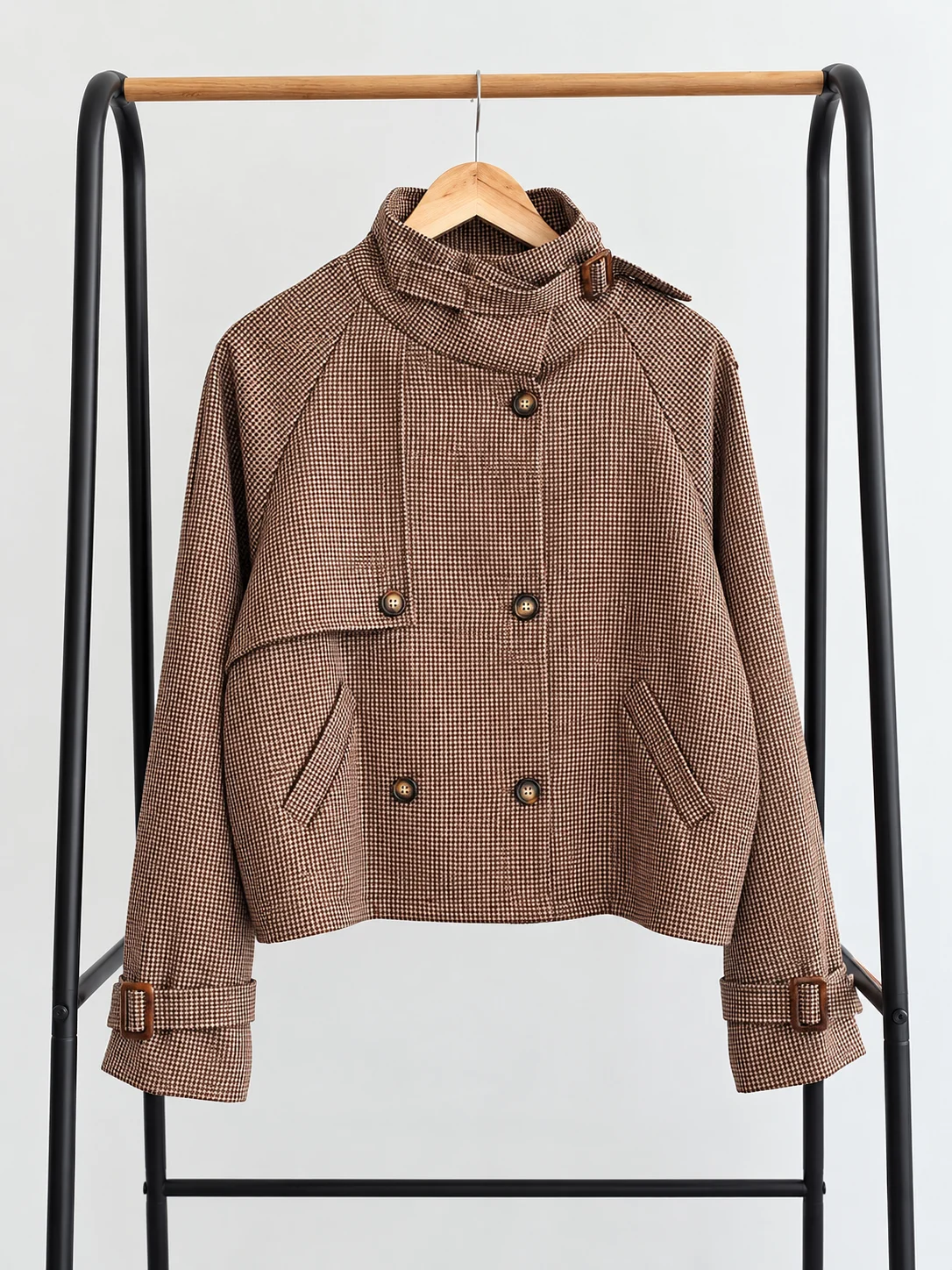 NECK JACKET A CUADROS MARRÓN - Imagen 4