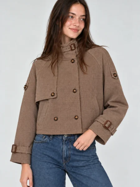 NECK JACKET A CUADROS MARRÓN