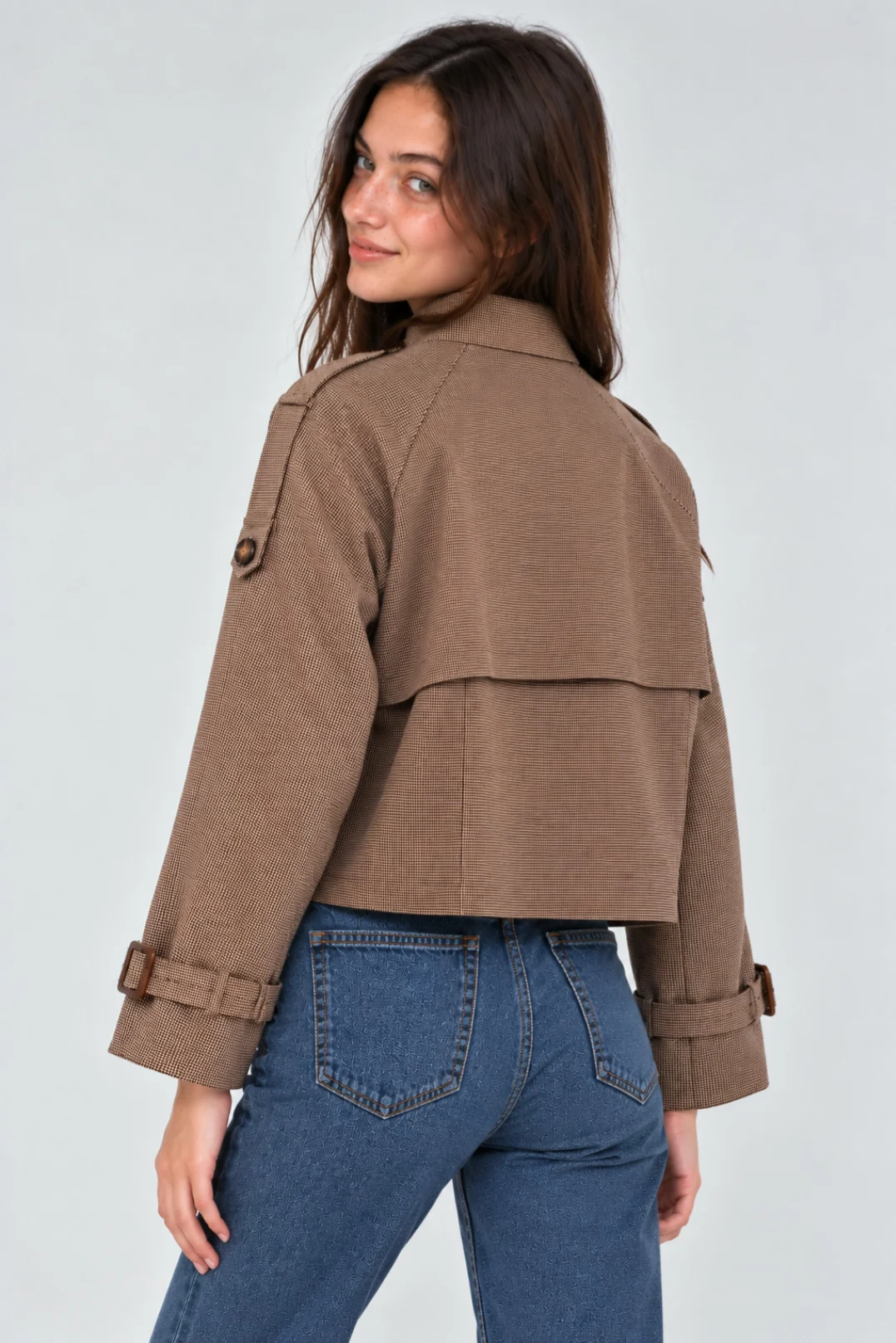 NECK JACKET A CUADROS MARRÓN - Imagen 2
